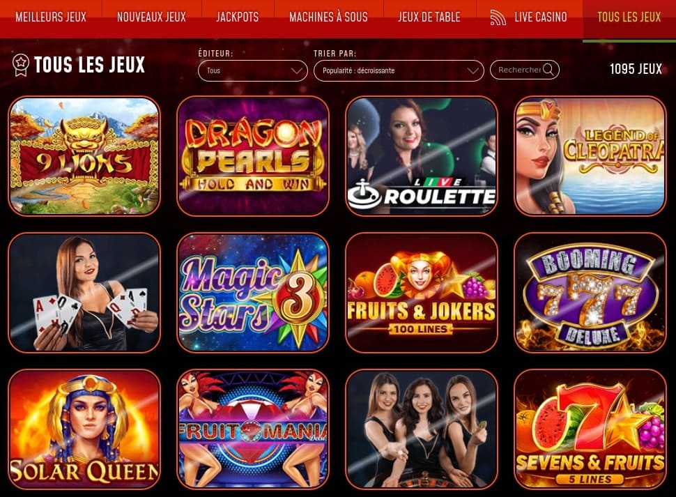 Tous les jeux de casino et machines à sous disponibles sur PlayZax Casino